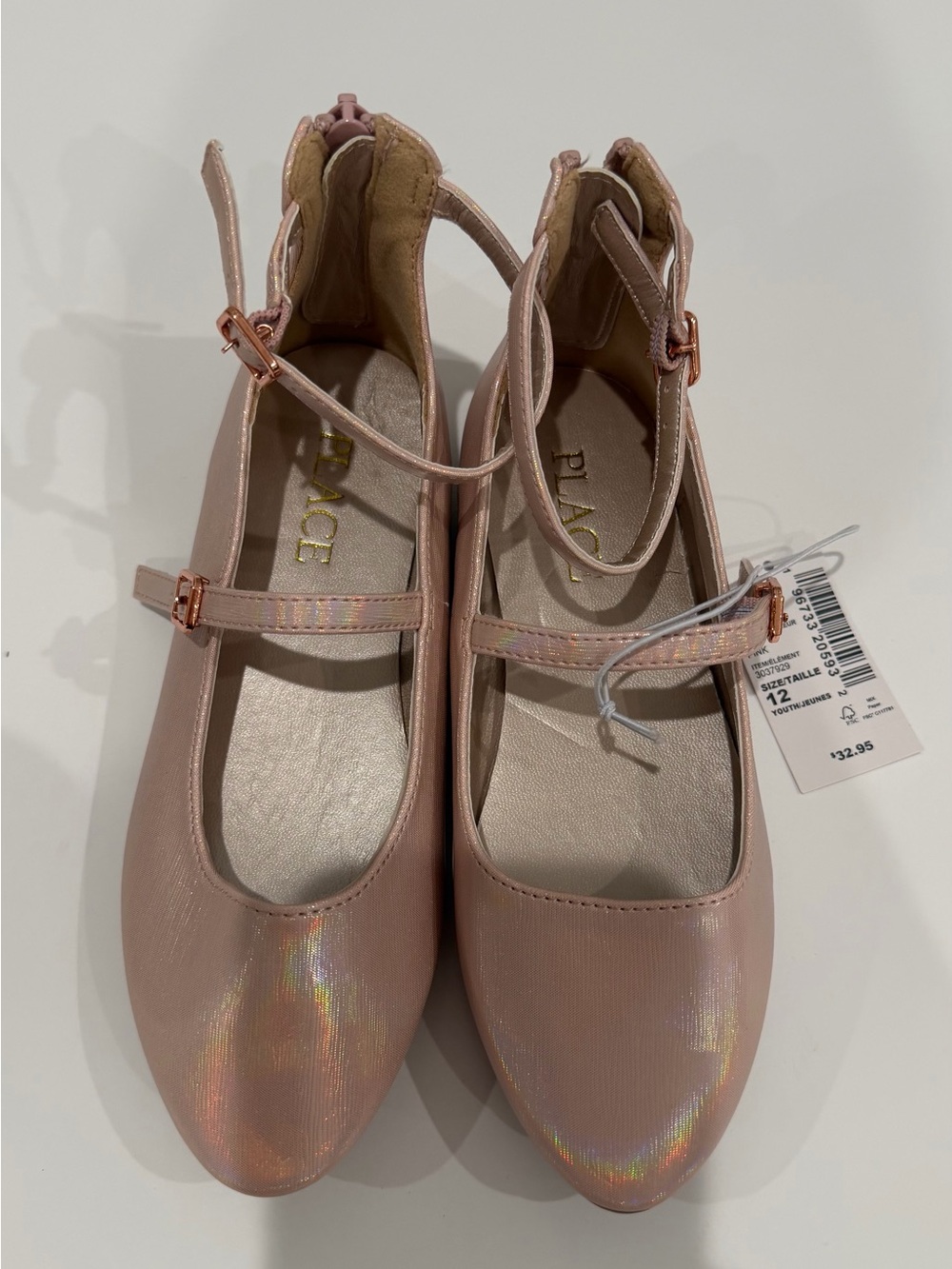Place Girls' Rose Pink Shimmer Mary Jane Dress Shoes